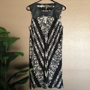 BCBG Faux Leather Floral Dress Small